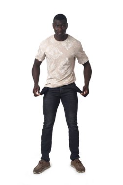 front view bankrupt man on white background