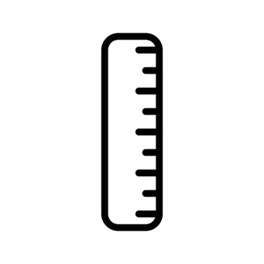 Cetvelin görsel vektör grafik simgesi. Satır biçimi simgesi. Beyaz arkaplanda vektör çizimi izole edildi. Web sitesi veya uygulama tasarımı için mükemmel.