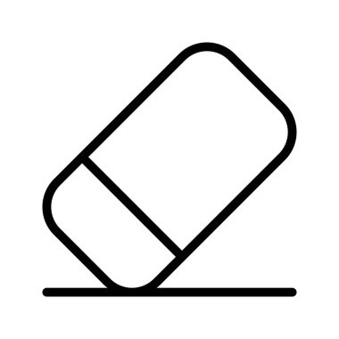 Silginin görsel vektör grafik simgesi. Satır biçimi simgesi. Beyaz arkaplanda vektör çizimi izole edildi. Web sitesi veya uygulama tasarımı için mükemmel.