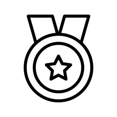 Madalyanın illüstrasyon vektör grafik simgesi. Satır biçimi simgesi. Beyaz arkaplanda vektör çizimi izole edildi. Web sitesi veya uygulama tasarımı için mükemmel.