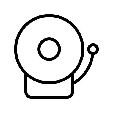 Okul Çanı 'nın görsel vektör grafik ikonu. Satır biçimi simgesi. Beyaz arkaplanda vektör çizimi izole edildi. Web sitesi veya uygulama tasarımı için mükemmel.