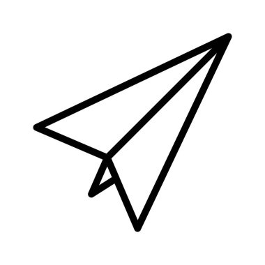 Kağıt Düzlem 'in görsel vektör grafik simgesi. Satır biçimi simgesi. Beyaz arkaplanda vektör çizimi izole edildi. Web sitesi veya uygulama tasarımı için mükemmel.