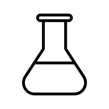 Beaker 'ın görsel vektör grafik simgesi. Satır biçimi simgesi. Beyaz arkaplanda vektör çizimi izole edildi. Web sitesi veya uygulama tasarımı için mükemmel.