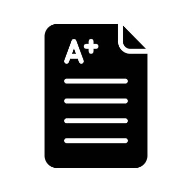 Sınavın illüstrasyon vektör grafik simgesi. Katı Biçim Simgesi. Eğitim Temalı Simge. Beyaz arkaplanda vektör çizimi izole edildi. Web sitesi veya uygulama tasarımı için mükemmel.