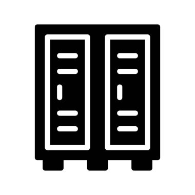 Dolabın illüstrasyon vektör grafik simgesi. Katı Biçim Simgesi. Eğitim Temalı Simge. Beyaz arkaplanda vektör çizimi izole edildi. Web sitesi veya uygulama tasarımı için mükemmel.