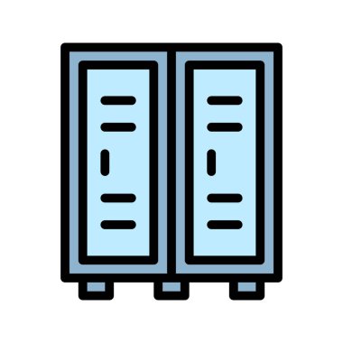 Dolabın illüstrasyon vektör grafik simgesi. Dolu Satır Biçimi Simgesi. Eğitim Temalı Simge. Beyaz arkaplanda vektör çizimi izole edildi. Web sitesi veya uygulama tasarımı için mükemmel.