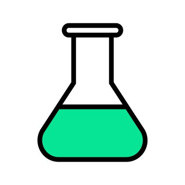 Beaker 'ın görsel vektör grafik simgesi. Dolu Satır Biçimi Simgesi. Eğitim Temalı Simge. Beyaz arkaplanda vektör çizimi izole edildi. Web sitesi veya uygulama tasarımı için mükemmel.