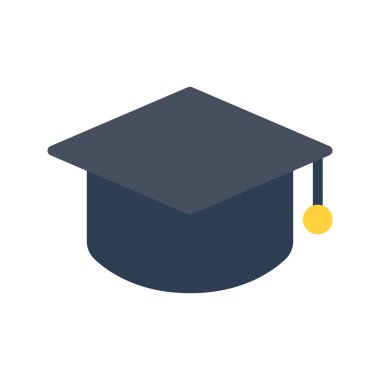 Mezuniyetin görsel vektör grafik simgesi. Düz Biçim Simgesi. Eğitim Temalı Simge. Beyaz arkaplanda vektör çizimi izole edildi. Web sitesi veya uygulama tasarımı için mükemmel.