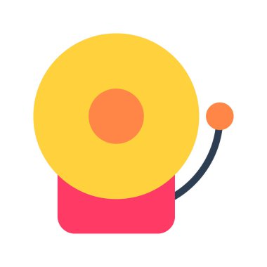 Okul Çanı 'nın görsel vektör grafik ikonu. Düz Biçim Simgesi. Eğitim Temalı Simge. Beyaz arkaplanda vektör çizimi izole edildi. Web sitesi veya uygulama tasarımı için mükemmel.