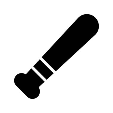 Beyzbol Bat 'ın görsel vektör grafik simgesi. Katı Biçim Simgesi. Spor Temalı Simge. Beyaz arkaplanda vektör çizimi izole edildi. Web sitesi veya uygulama tasarımı için mükemmel.