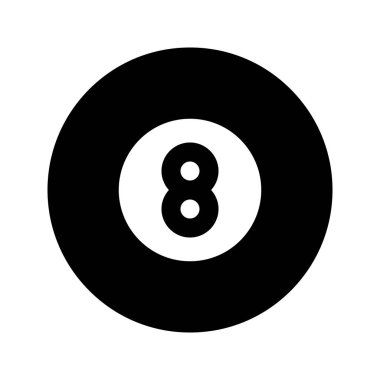 Bilardo 'nun illüstrasyon vektör grafik simgesi. Katı Biçim Simgesi. Spor Temalı Simge. Beyaz arkaplanda vektör çizimi izole edildi. Web sitesi veya uygulama tasarımı için mükemmel.