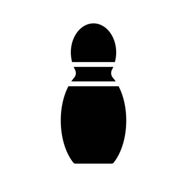 Bowling Pin 'in görsel vektör grafik simgesi. Katı Biçim Simgesi. Spor Temalı Simge. Beyaz arkaplanda vektör çizimi izole edildi. Web sitesi veya uygulama tasarımı için mükemmel.