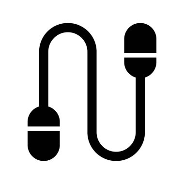 Sıçrama halatının görsel vektör grafik simgesi. Katı Biçim Simgesi. Spor Temalı Simge. Beyaz arkaplanda vektör çizimi izole edildi. Web sitesi veya uygulama tasarımı için mükemmel.