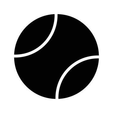 Tenis topunun görsel vektör grafik ikonu. Katı Biçim Simgesi. Spor Temalı Simge. Beyaz arkaplanda vektör çizimi izole edildi. Web sitesi veya uygulama tasarımı için mükemmel.