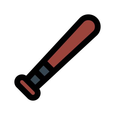 Beyzbol Bat 'ın görsel vektör grafik simgesi. Dolu Satır Biçimi Simgesi. Spor Temalı Simge. Beyaz arkaplanda vektör çizimi izole edildi. Web sitesi veya uygulama tasarımı için mükemmel.