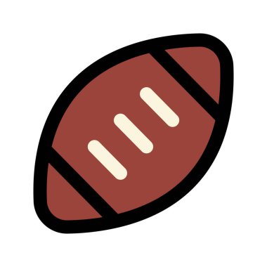 Amerikan futbolunun görsel vektör grafik ikonu. Dolu Satır Biçimi Simgesi. Spor Temalı Simge. Beyaz arkaplanda vektör çizimi izole edildi. Web sitesi veya uygulama tasarımı için mükemmel.