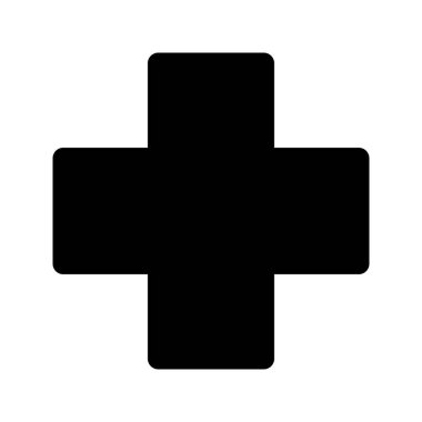 Cross 'un görsel vektör grafik simgesi. Katı Biçim Simgesi. Şekil Temalı Simge. Beyaz arkaplanda vektör çizimi izole edildi. Web sitesi veya uygulama tasarımı için mükemmel.