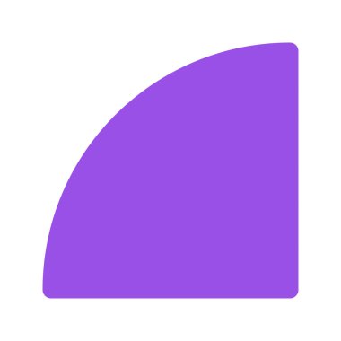 Quarter Circle 'ın görsel vektör grafik simgesi. Düz Biçim Simgesi. Şekil Temalı Simge. Beyaz arkaplanda vektör çizimi izole edildi. Web sitesi veya uygulama tasarımı için mükemmel.