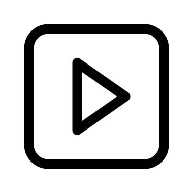 Play 'in illüstrasyon vektör grafik simgesi. Taslak Biçim Simgesi. Çokluortam Temalı Simge. Beyaz arkaplanda vektör çizimi izole edildi. Web sitesi veya uygulama tasarımı için mükemmel.