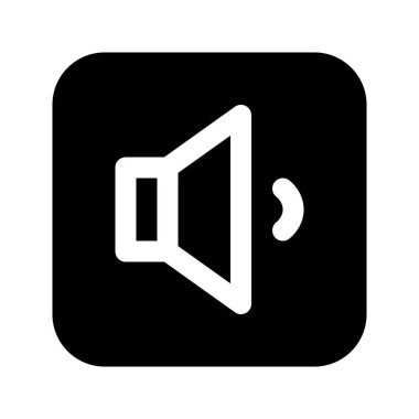 Düşük Ses 'in görsel vektör grafik simgesi. Katı Biçim Simgesi. Çokluortam Temalı Simge. Beyaz arkaplanda vektör çizimi izole edildi. Web sitesi veya uygulama tasarımı için mükemmel.