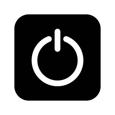 Güç 'ün görsel vektör grafik simgesi. Katı Biçim Simgesi. Çokluortam Temalı Simge. Beyaz arkaplanda vektör çizimi izole edildi. Web sitesi veya uygulama tasarımı için mükemmel.