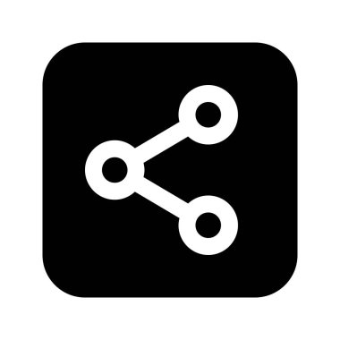 Paylaşım 'ın görsel vektör grafik simgesi. Katı Biçim Simgesi. Çokluortam Temalı Simge. Beyaz arkaplanda vektör çizimi izole edildi. Web sitesi veya uygulama tasarımı için mükemmel.