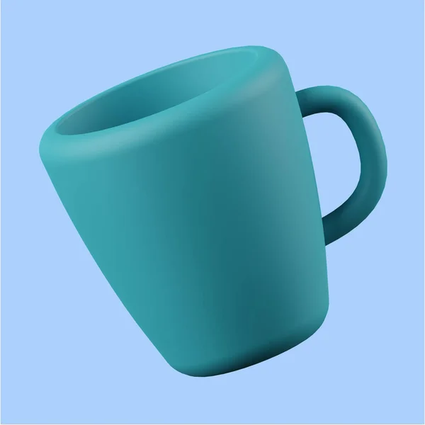 3d mug cup icon on light blue background. 3d render illustration. Perfect for website or application design.