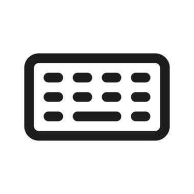 Klavyenin görsel vektör grafik simgesi. Taslak Biçim Simgesi. Bilgisayar ve Aygıt Temalı Simge. Beyaz arkaplanda vektör çizimi izole edildi. Web sitesi veya uygulama tasarımı için mükemmel.