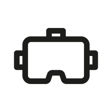 VR Gözlüklerinin görsel vektör grafik simgesi. Taslak Biçim Simgesi. Bilgisayar ve Aygıt Temalı Simge. Beyaz arkaplanda vektör çizimi izole edildi. Web sitesi veya uygulama tasarımı için mükemmel.
