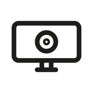 Webcam 'in görsel vektör grafik simgesi. Taslak Biçim Simgesi. Bilgisayar ve Aygıt Temalı Simge. Beyaz arkaplanda vektör çizimi izole edildi. Web sitesi veya uygulama tasarımı için mükemmel.