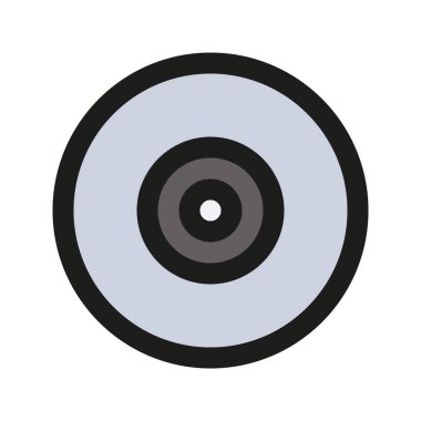 Compact Disk 'in görsel vektör grafik simgesi. Dolu Satır Biçimi Simgesi. Bilgisayar ve Aygıt Temalı Simge. Beyaz arkaplanda vektör çizimi izole edildi. Web sitesi veya uygulama tasarımı için mükemmel.