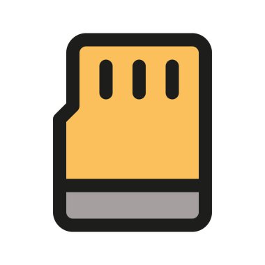 Mikro SD Kartın görsel vektör grafik simgesi. Dolu Satır Biçimi Simgesi. Bilgisayar ve Aygıt Temalı Simge. Beyaz arkaplanda vektör çizimi izole edildi. Web sitesi veya uygulama tasarımı için mükemmel.