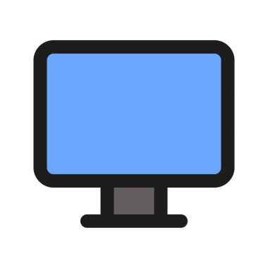 Monitörün görsel vektör grafik simgesi. Dolu Satır Biçimi Simgesi. Bilgisayar ve Aygıt Temalı Simge. Beyaz arkaplanda vektör çizimi izole edildi. Web sitesi veya uygulama tasarımı için mükemmel.