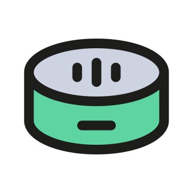 Smart Speaker 'ın görsel vektör grafik simgesi. Dolu Satır Biçimi Simgesi. Bilgisayar ve Aygıt Temalı Simge. Beyaz arkaplanda vektör çizimi izole edildi. Web sitesi veya uygulama tasarımı için mükemmel.