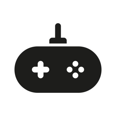 Joystick 'in görsel vektör grafik simgesi. Katı Biçim Simgesi. Bilgisayar ve Aygıt Temalı Simge. Beyaz arkaplanda vektör çizimi izole edildi. Web sitesi veya uygulama tasarımı için mükemmel.