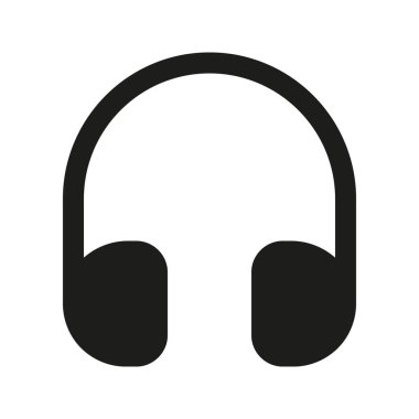Kulaklığın görsel vektör grafik simgesi. Katı Biçim Simgesi. Bilgisayar ve Aygıt Temalı Simge. Beyaz arkaplanda vektör çizimi izole edildi. Web sitesi veya uygulama tasarımı için mükemmel.