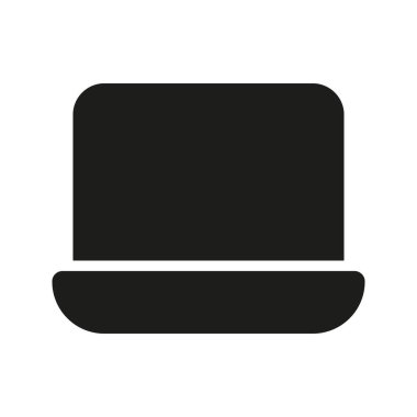 Laptopun görsel vektör grafik simgesi. Katı Biçim Simgesi. Bilgisayar ve Aygıt Temalı Simge. Beyaz arkaplanda vektör çizimi izole edildi. Web sitesi veya uygulama tasarımı için mükemmel.