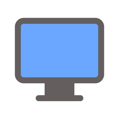Monitörün görsel vektör grafik simgesi. Düz Biçim Simgesi. Bilgisayar ve Aygıt Temalı Simge. Beyaz arkaplanda vektör çizimi izole edildi. Web sitesi veya uygulama tasarımı için mükemmel.
