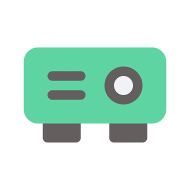 Projektörün görsel vektör grafik simgesi. Düz Biçim Simgesi. Bilgisayar ve Aygıt Temalı Simge. Beyaz arkaplanda vektör çizimi izole edildi. Web sitesi veya uygulama tasarımı için mükemmel.