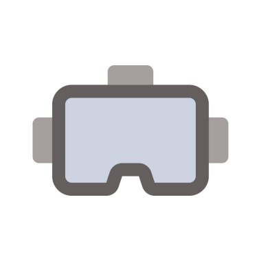 VR Gözlüklerinin görsel vektör grafik simgesi. Düz Biçim Simgesi. Bilgisayar ve Aygıt Temalı Simge. Beyaz arkaplanda vektör çizimi izole edildi. Web sitesi veya uygulama tasarımı için mükemmel.