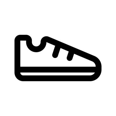 Ayakkabı 'nın görsel vektör grafik simgesi. Taslak Biçim Simgesi. Kıyafet Temalı Simge. Beyaz arkaplanda vektör çizimi izole edildi. Web sitesi veya uygulama tasarımı için mükemmel.