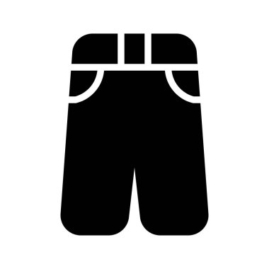 Jeans 'in görsel vektör grafik ikonu. Katı Biçim Simgesi. Kıyafet Temalı Simge. Beyaz arkaplanda vektör çizimi izole edildi. Web sitesi veya uygulama tasarımı için mükemmel.