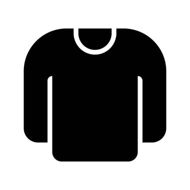 Uzun kollu tişörtün resimli vektör grafik simgesi. Katı Biçim Simgesi. Kıyafet Temalı Simge. Beyaz arkaplanda vektör çizimi izole edildi. Web sitesi veya uygulama tasarımı için mükemmel.