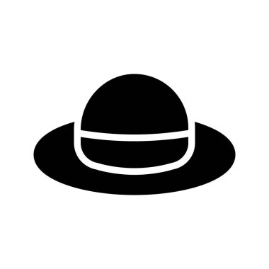 Pamela Hat 'in görsel vektör grafik simgesi. Katı Biçim Simgesi. Kıyafet Temalı Simge. Beyaz arkaplanda vektör çizimi izole edildi. Web sitesi veya uygulama tasarımı için mükemmel.
