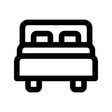 Yatak 'ın illüstrasyon vektör grafik simgesi. Taslak Biçim Simgesi. Mobilya Temalı Simge. Beyaz arkaplanda vektör çizimi izole edildi. Web sitesi veya uygulama tasarımı için mükemmel.