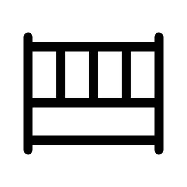 Beşiğin görsel vektör grafik simgesi. Taslak Biçim Simgesi. Mobilya Temalı Simge. Beyaz arkaplanda vektör çizimi izole edildi. Web sitesi veya uygulama tasarımı için mükemmel.