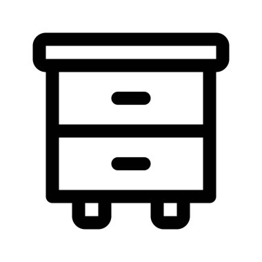 Night Stand 'in görsel vektör grafik ikonu. Taslak Biçim Simgesi. Mobilya Temalı Simge. Beyaz arkaplanda vektör çizimi izole edildi. Web sitesi veya uygulama tasarımı için mükemmel.