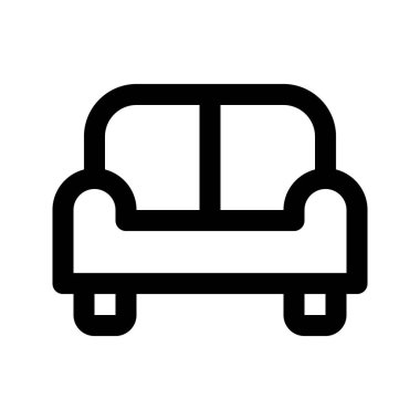 Koltuğun illüstrasyon vektör grafik simgesi. Taslak Biçim Simgesi. Mobilya Temalı Simge. Beyaz arkaplanda vektör çizimi izole edildi. Web sitesi veya uygulama tasarımı için mükemmel.