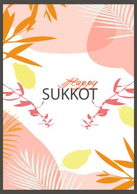 Colorful artistic template with jewish elements for sukkot. For poster, congratulations and business card, invitation, flyer, banner, brochure, advertisement, events and pages clipart