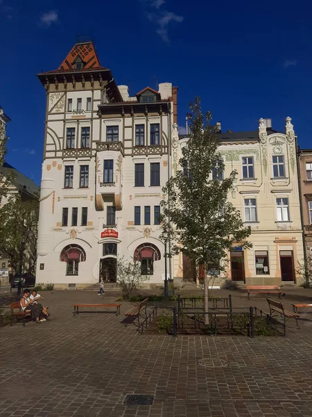 Art Nouveau Tenement Houses Polish Army Building Has Decoration Imitating — Stock Photo, Image